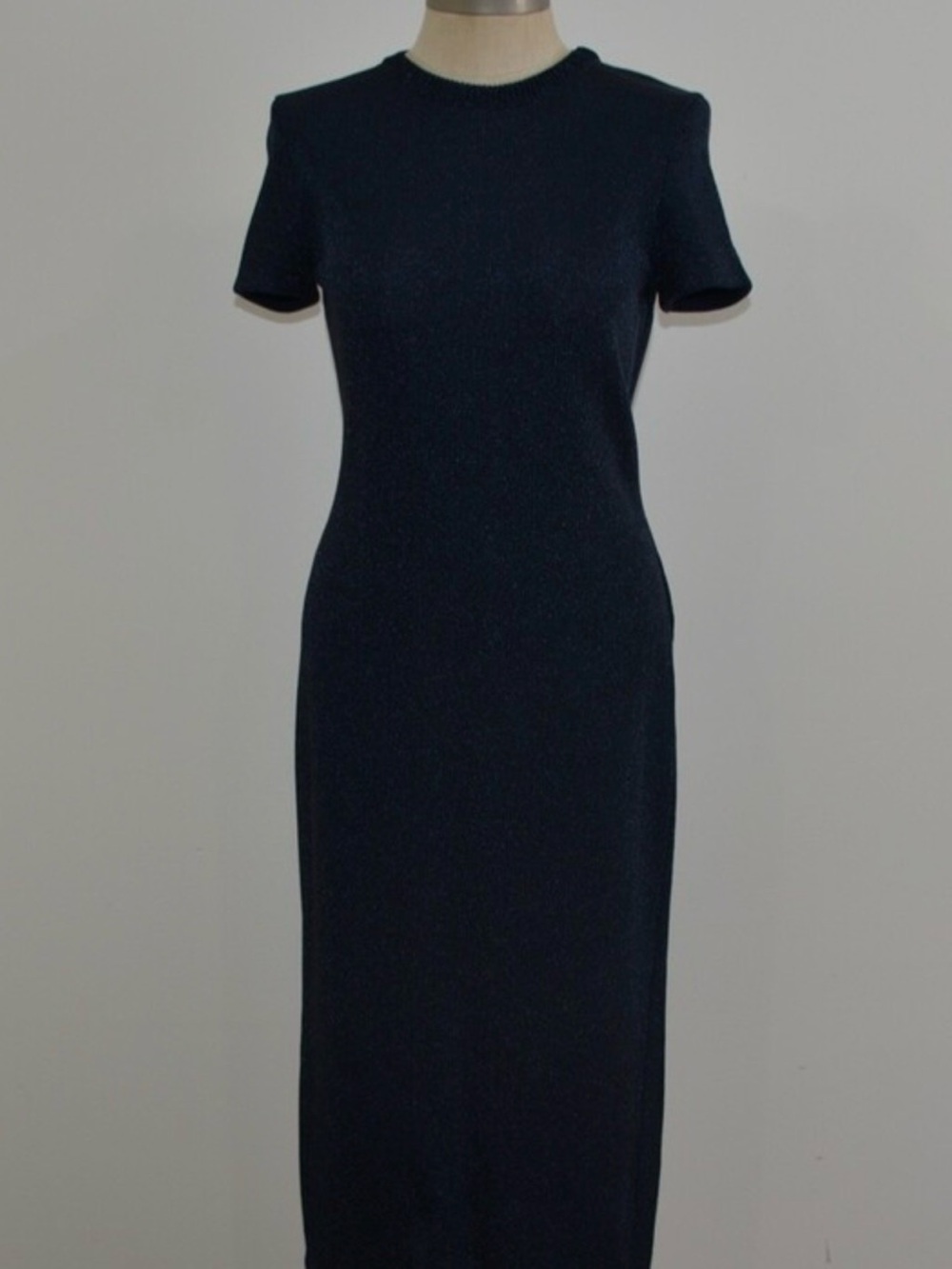 Ralph Lauren Purple Label Navy Blue Metallic Knit Dress  - Stunning - Size Small